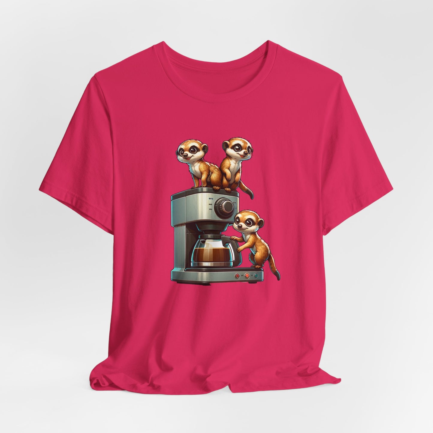 Meerkats Making a Pot of Coffee Unisex Jersey Short Sleeve Tee