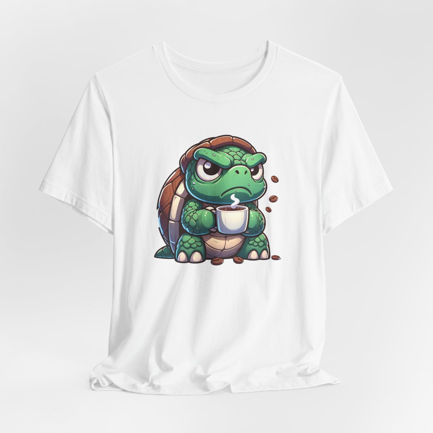 Grumpy Turtle Drinking Coffee Unisex Jersey Short Sleeve Tee