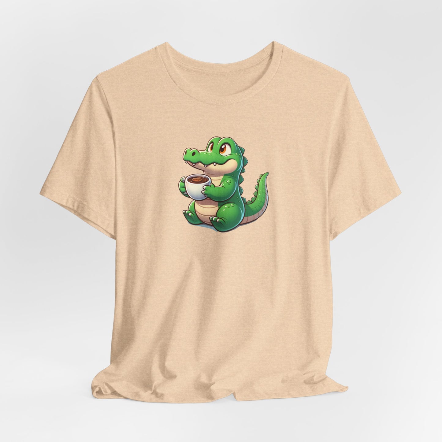 Alligator Drinking Coffee Unisex Jersey Short Sleeve Tee