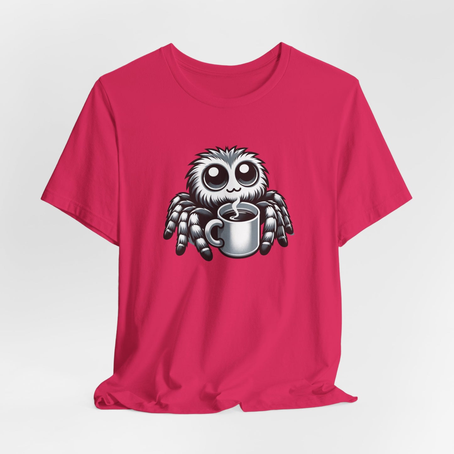 Jumping Spider Drinking Coffee Unisex Jersey Short Sleeve Tee