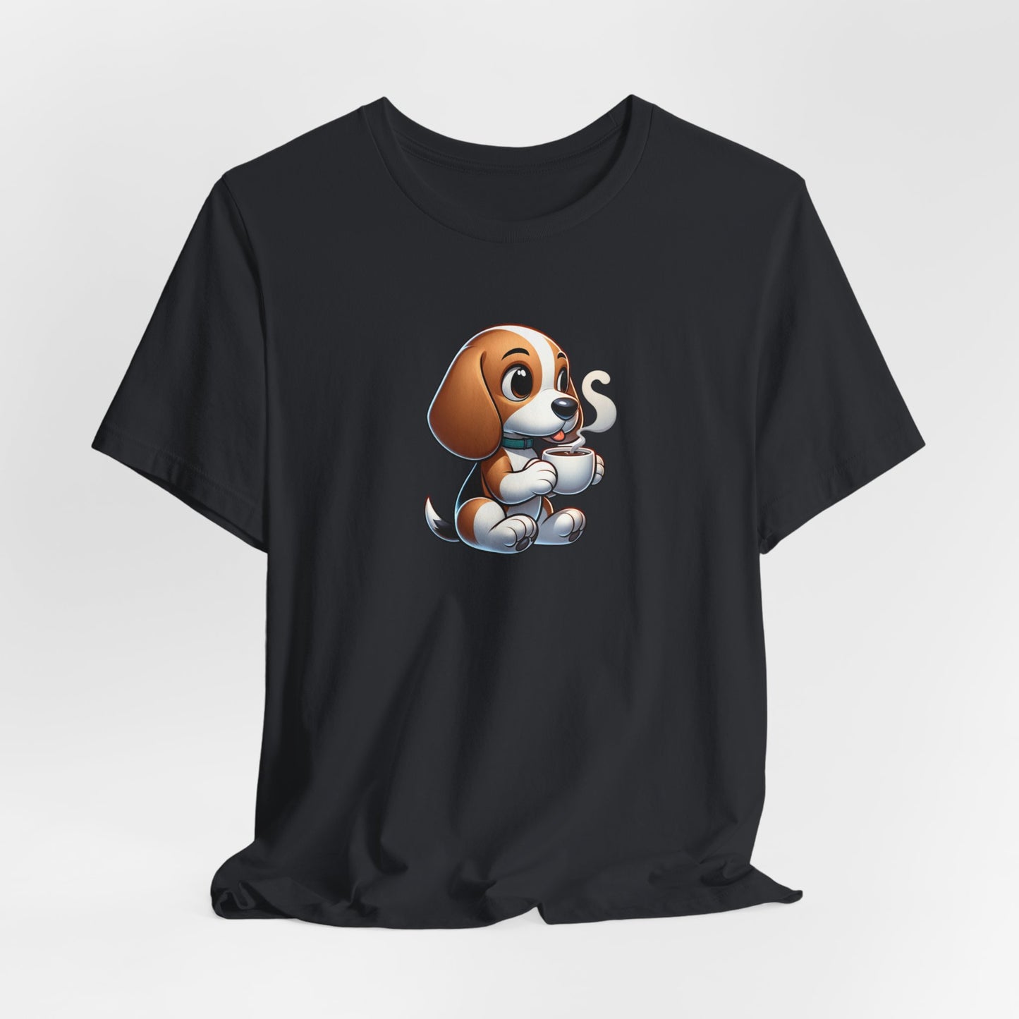 Beagle Dog Drinking Coffee Unisex Jersey Short Sleeve Tee