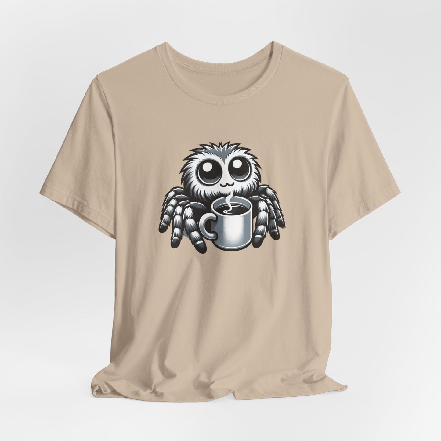 Jumping Spider Drinking Coffee Unisex Jersey Short Sleeve Tee