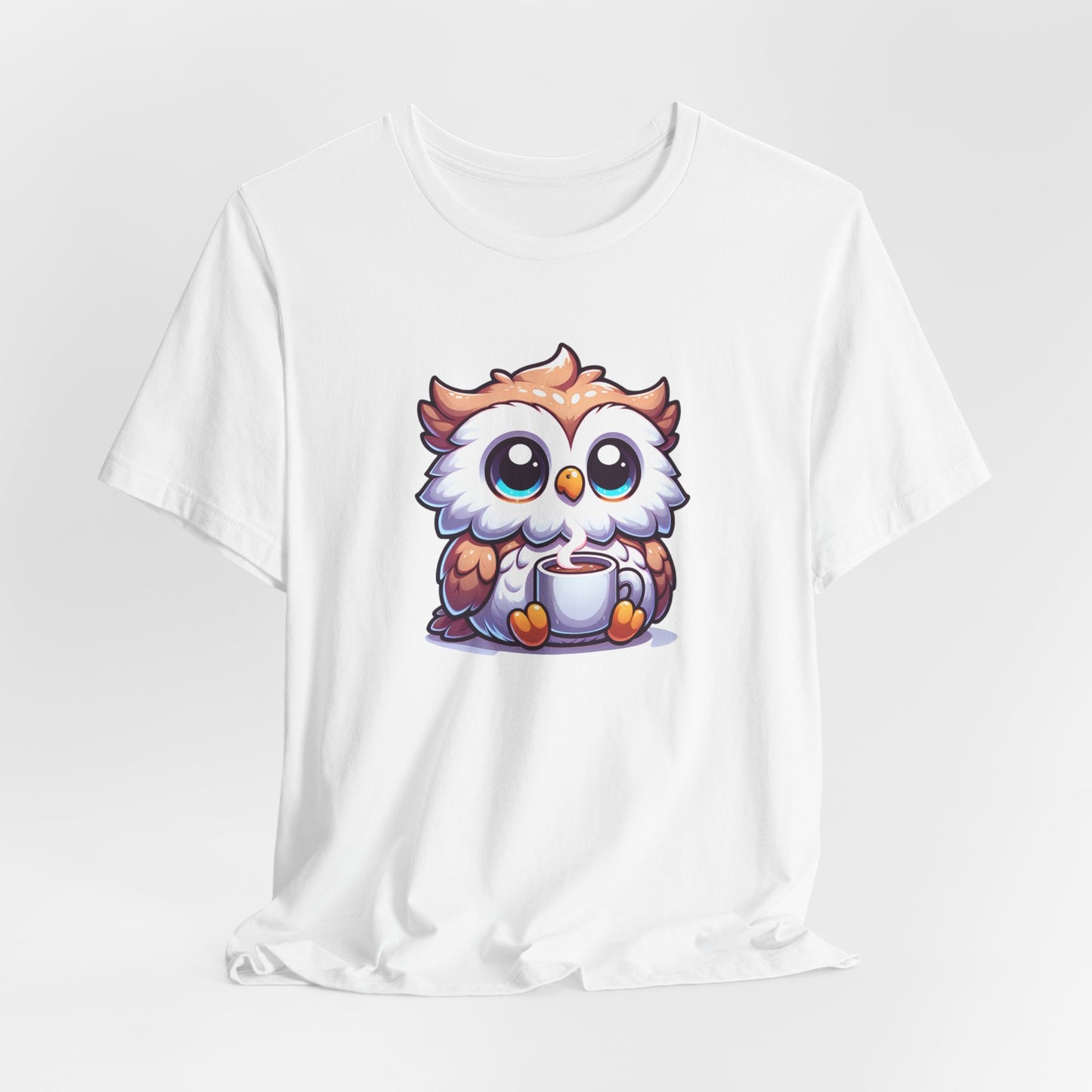 Owl Drinking Coffee Unisex Jersey Short Sleeve Tee