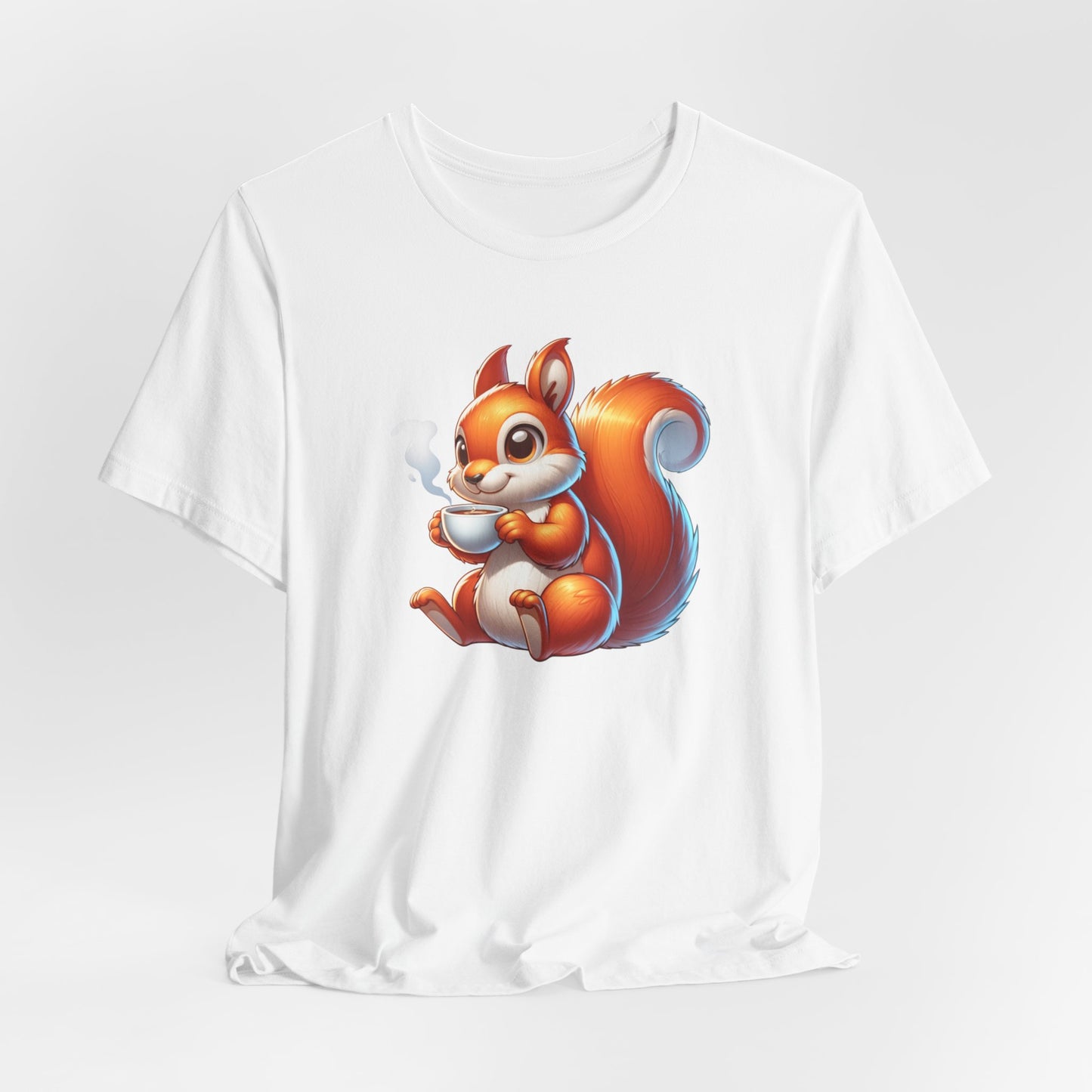 Squirrel Drinking Coffee Unisex Jersey Short Sleeve Tee