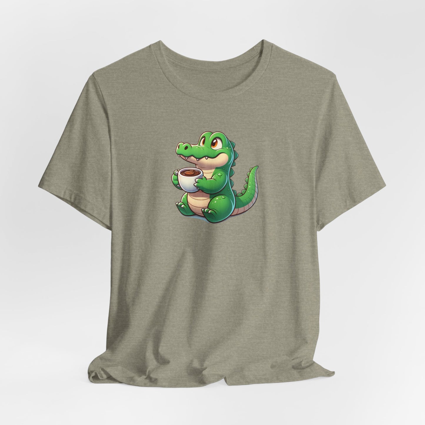 Alligator Drinking Coffee Unisex Jersey Short Sleeve Tee