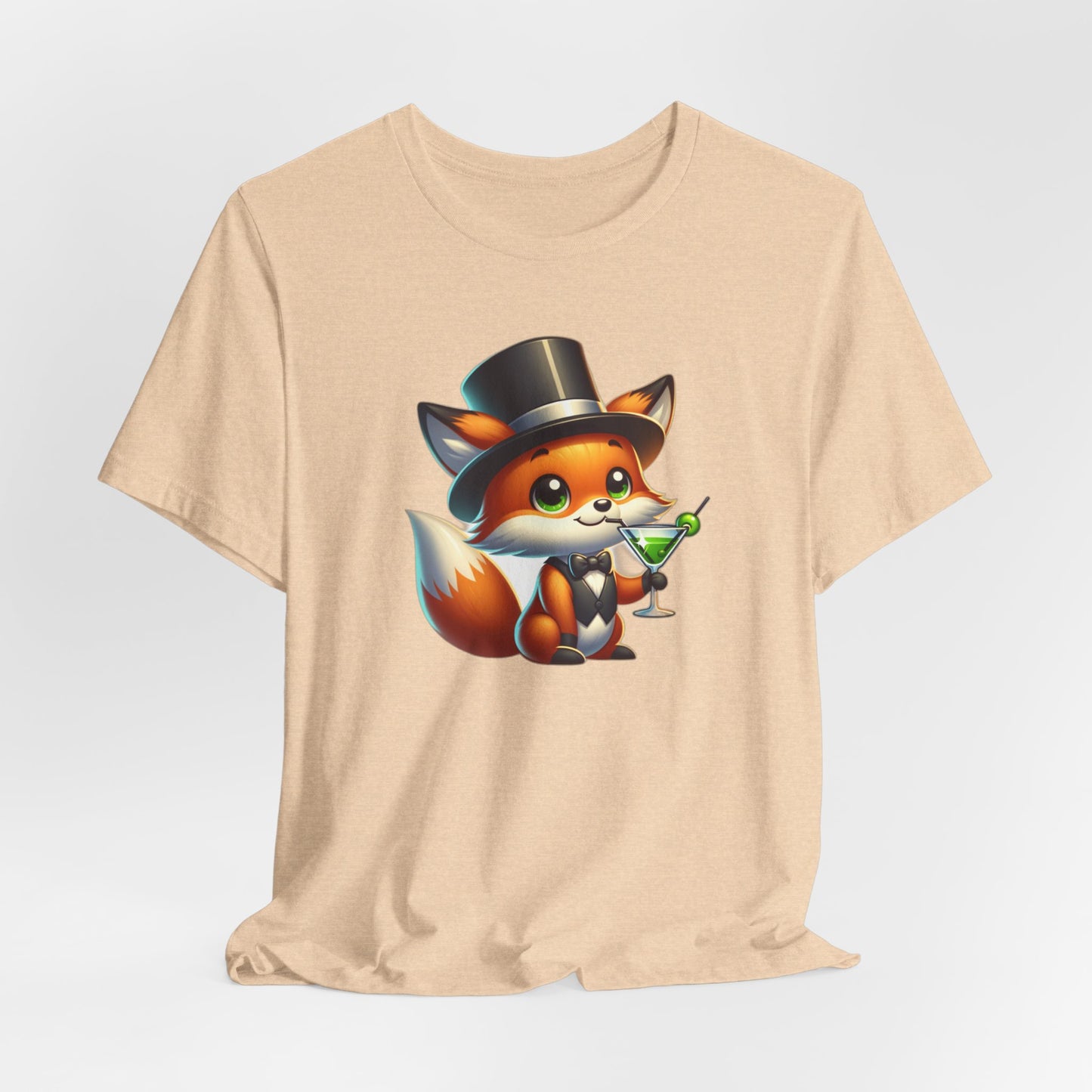 Red Fox Wearing a Top Hot Drinkng a Martini Unisex Jersey Short Sleeve Tee