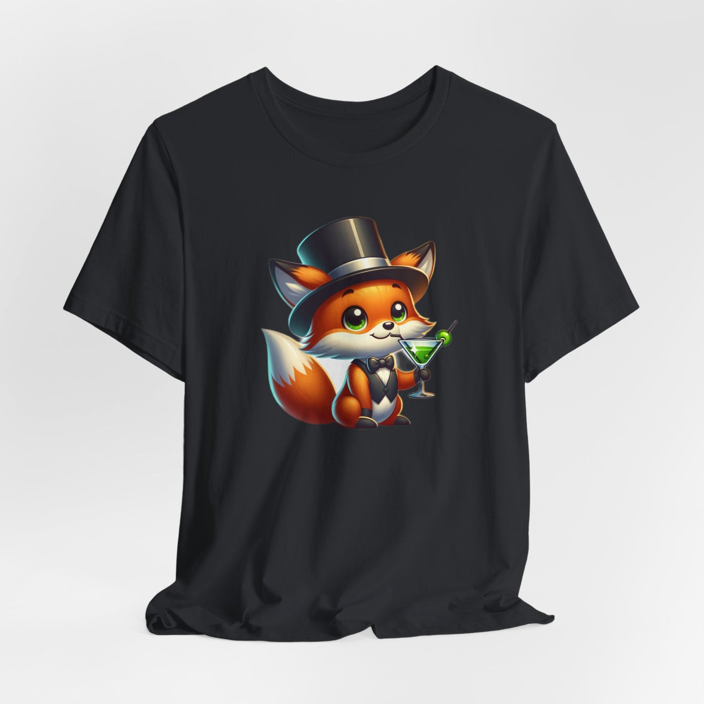 Red Fox Wearing a Top Hot Drinkng a Martini Unisex Jersey Short Sleeve Tee