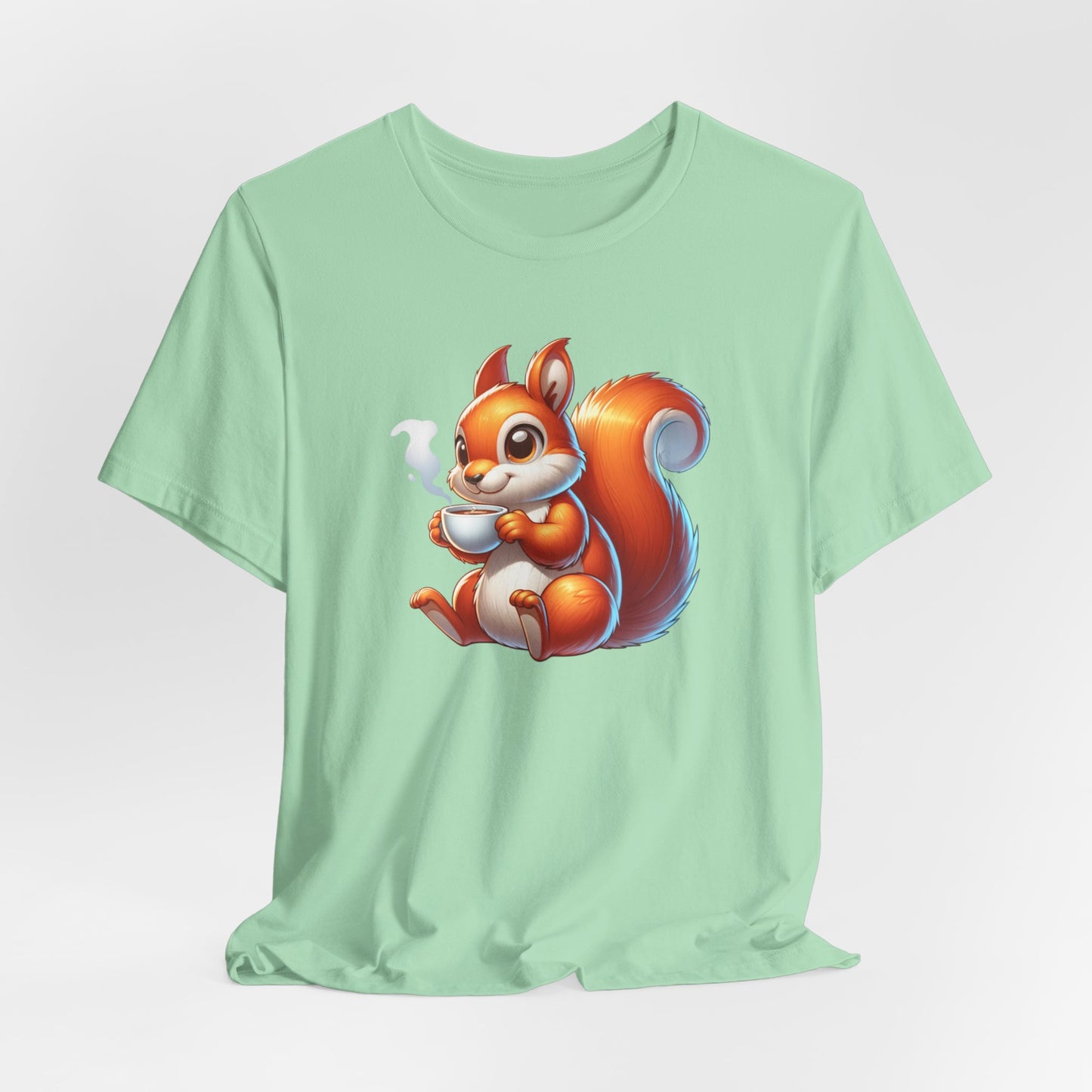 Squirrel Drinking Coffee Unisex Jersey Short Sleeve Tee