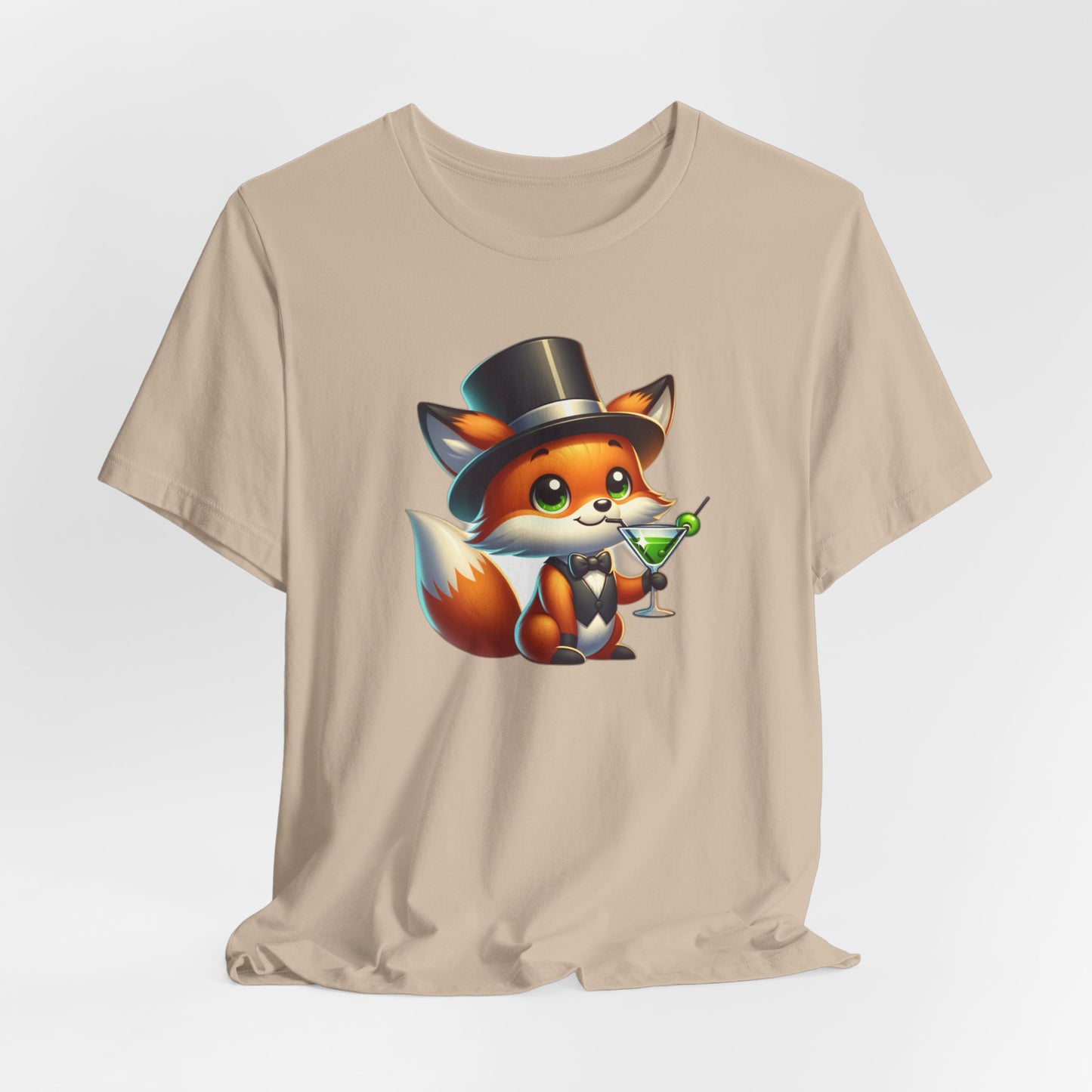 Red Fox Wearing a Top Hot Drinkng a Martini Unisex Jersey Short Sleeve Tee